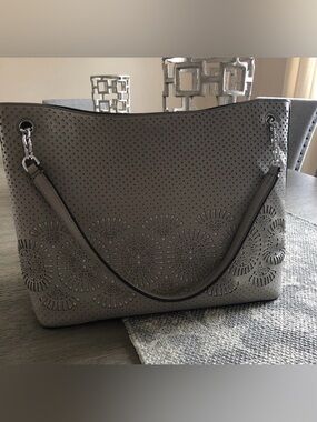 Tory Burch Perforated Shoulder Bag in Gray